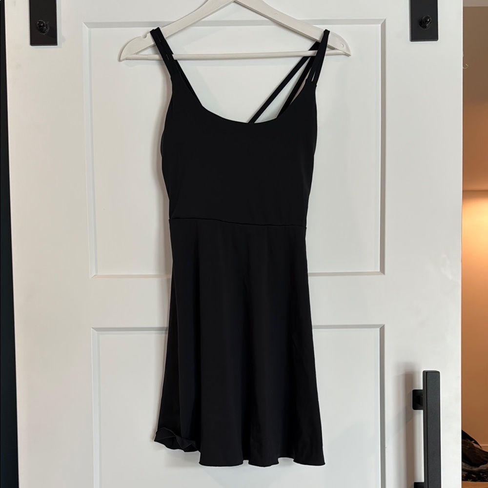 HALARA Black Spaghetti Strap Fit and Flare Mini Dress